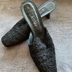 Shoes. Black lace mules